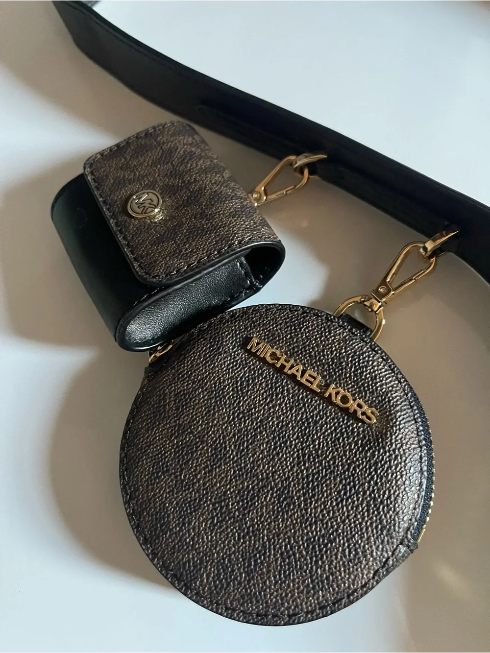 Michael Kors Dark Brown Logo Shoulder Bag with Coin Pouch Set